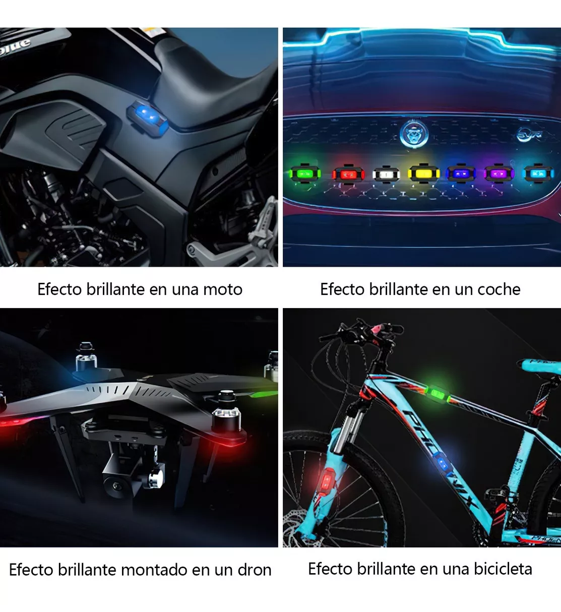 Foto 4 pulgar | Set de Mini Luces Estrobo Eo Safe Imports Esi-7355 para Moto y Bicicleta 4 Piezas Negro