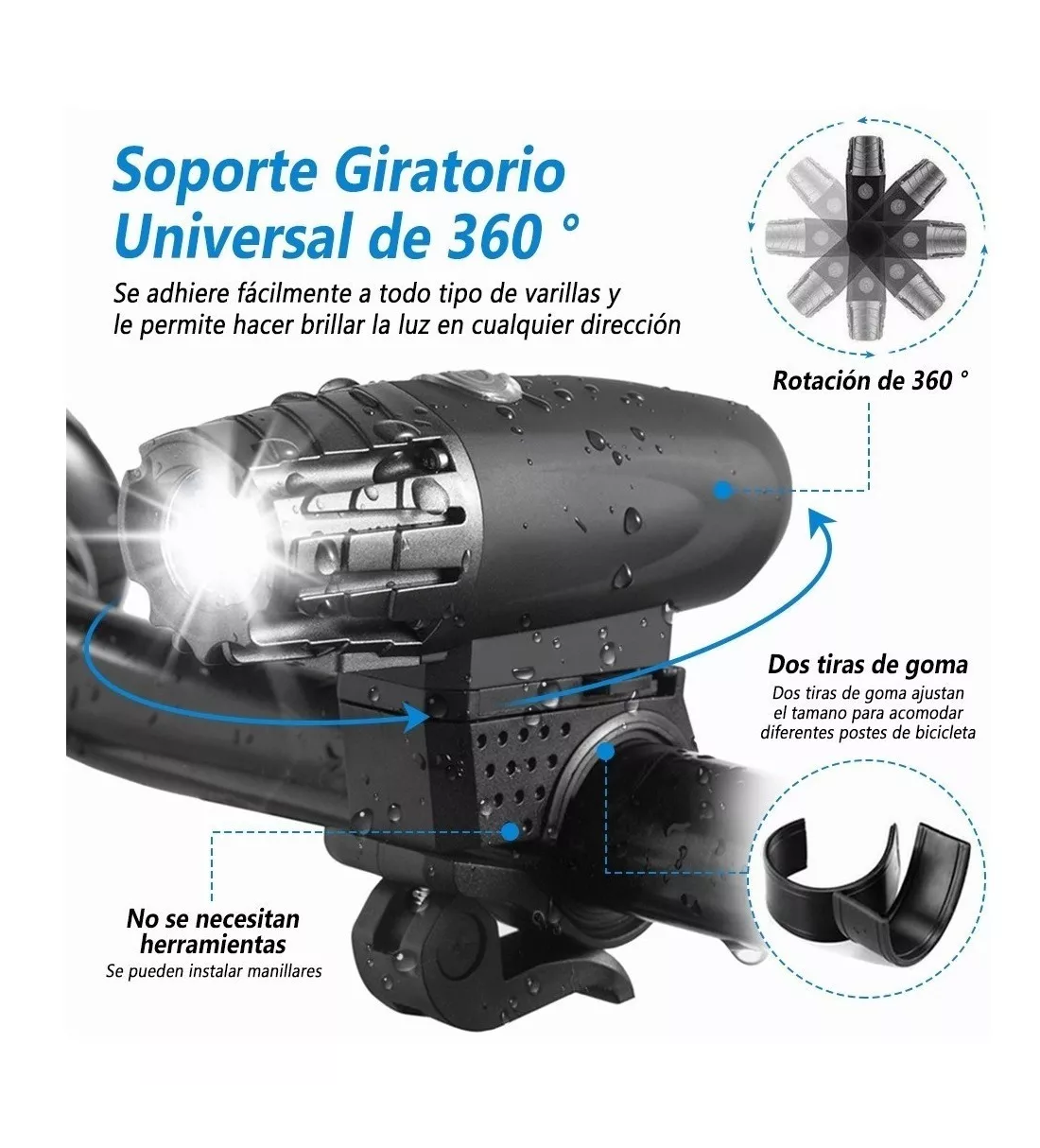 Foto 4 pulgar | Luces Delanteras y Traseras de Bicicleta Eo Safe Imports Esi-7372 Linterna Negro