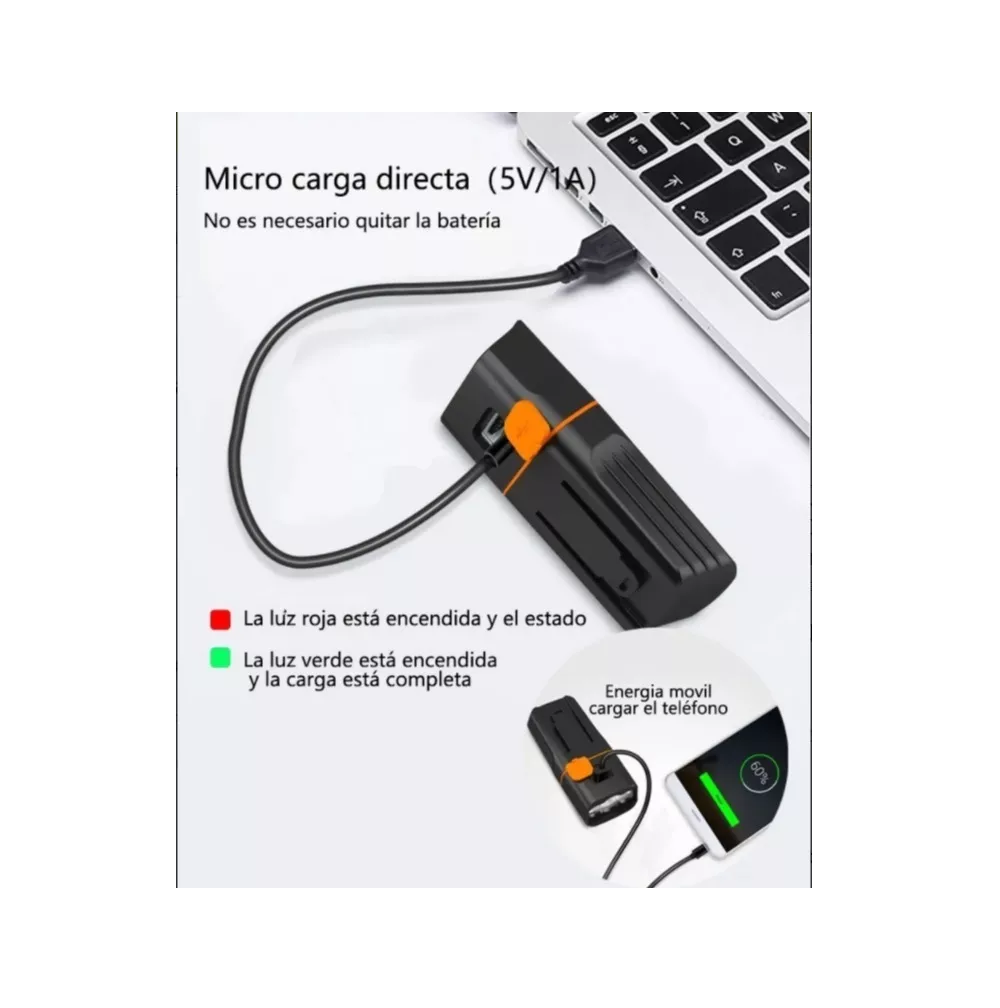 Foto 4 pulgar | Lámpara Impermeable Led T6 Recargable 1000 Lm para Bicicleta