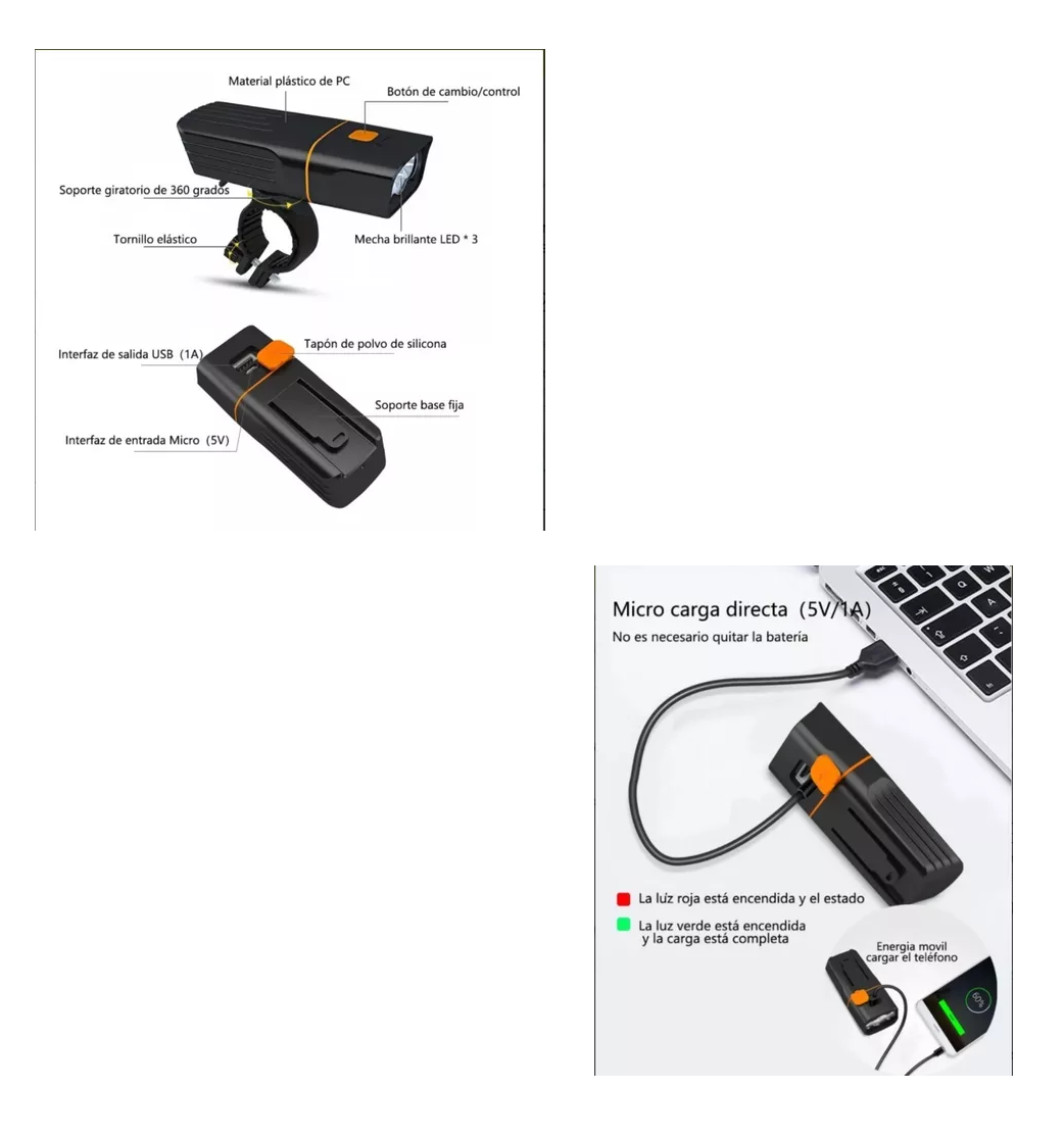 Foto 3 pulgar | Lámpara Impermeable Para Bicicleta T6 Recargable 1000lm Led