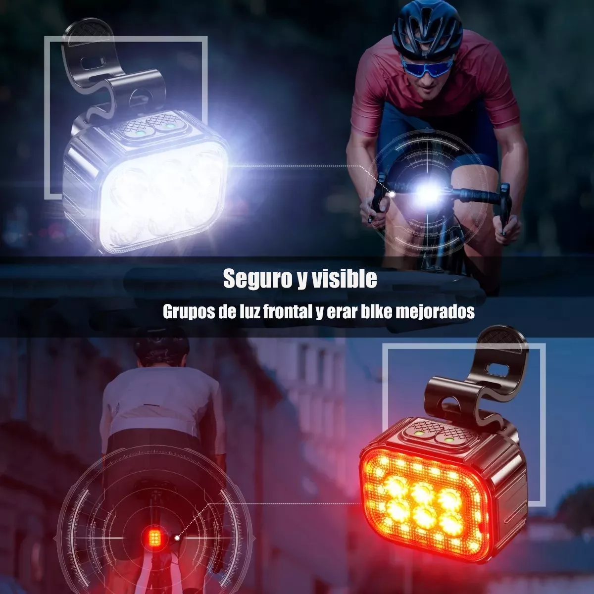 Foto 2 | Luces Delanteras Y Traseras De Bicicleta Recargables Eo Safe Imports Esi-13745 Negro