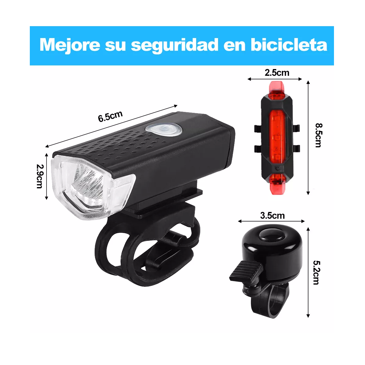 Foto 3 pulgar | Luz Bicicleta Recargable Delantera Led Ciclismo Eo Safe Imports Esi-14511 Negro