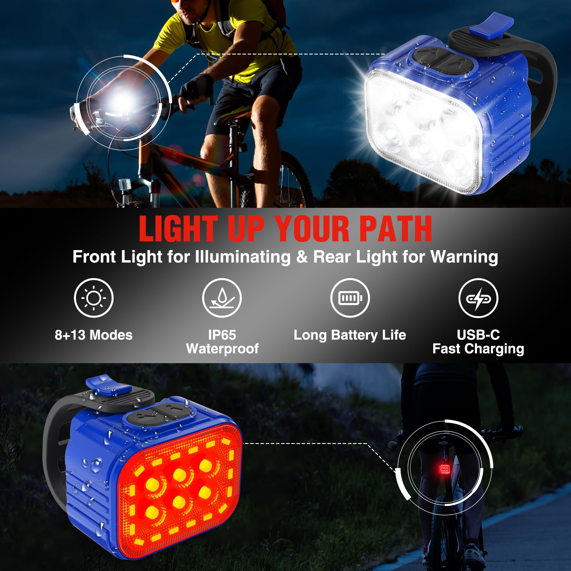 Foto 3 pulgar | Juego De Luces Para Bicicleta Workpro Recargables, Color Azul Brillante - Venta Internacional.