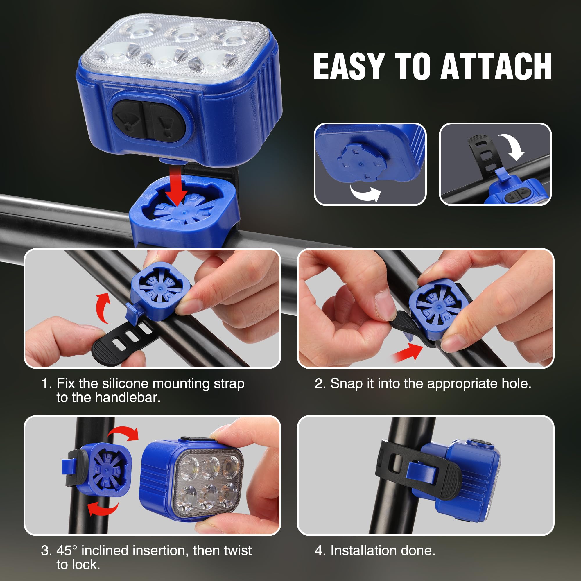Foto 8 pulgar | Juego De Luces Para Bicicleta Workpro Recargables, Color Azul Brillante - Venta Internacional.