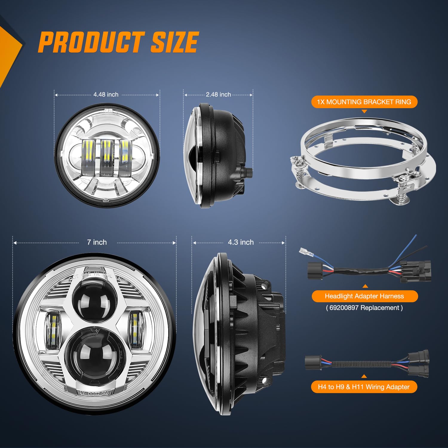 Foto 3 pulgar | Kit De Faros Led Y Faros Antiniebla Para Motocicleta Nilight De 7 Pulgadas+4,5 Pulgadas - Venta Internacional.