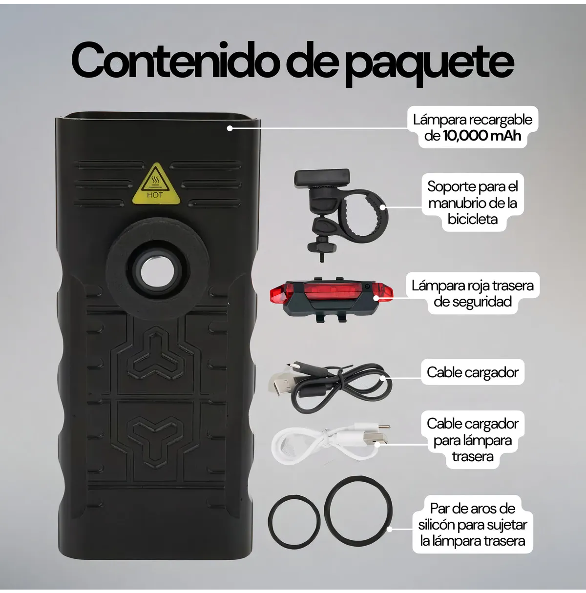 Foto 3 pulgar | Lampara Para Bicicleta Linterna Usb Luz Delantera Eo Safe Imports Esi-19308 Multicolor