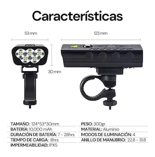 Foto 3 | Lampara Para Bicicleta Linterna Usb Luz Delantera Eo Safe Imports Esi-19308 Multicolor