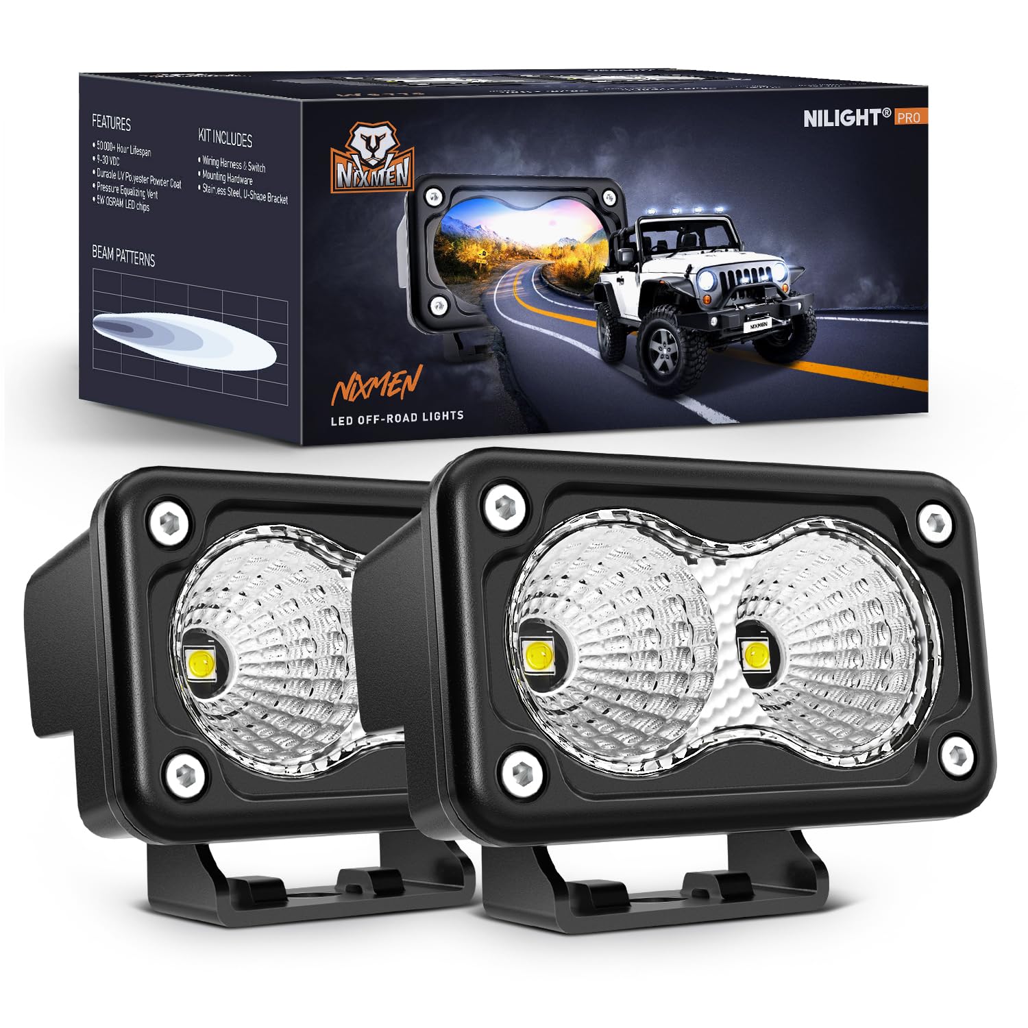 Luz De Inundación Led Nilight Para Motocicleta, 3 Pulgadas, 1160 Lm, 2 Unidades - Venta Internacional. $860