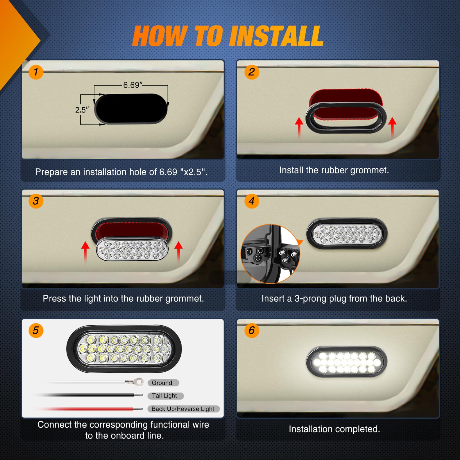 Foto 6 pulgar | Luz Trasera Para Remolque Nilight, 6 Pulgadas, Ovalada, 24 Led, Blanca, 4 Unidades, 12 V - Venta Internacional.