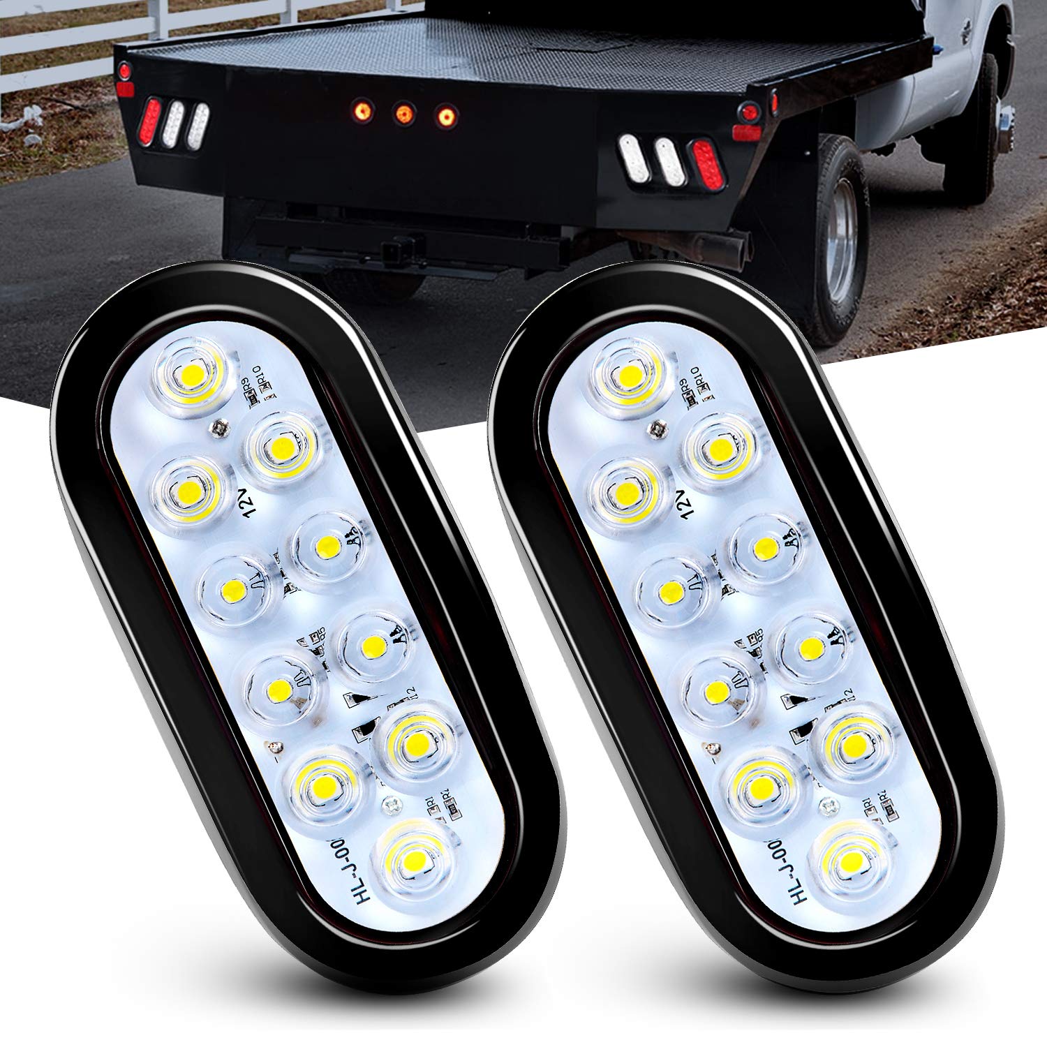 Foto 2 pulgar | Luces Traseras Para Remolque Nilight Tl-09, 15 Cm, Ovaladas, Led Blancas, 2 Unidades - Venta Internacional.