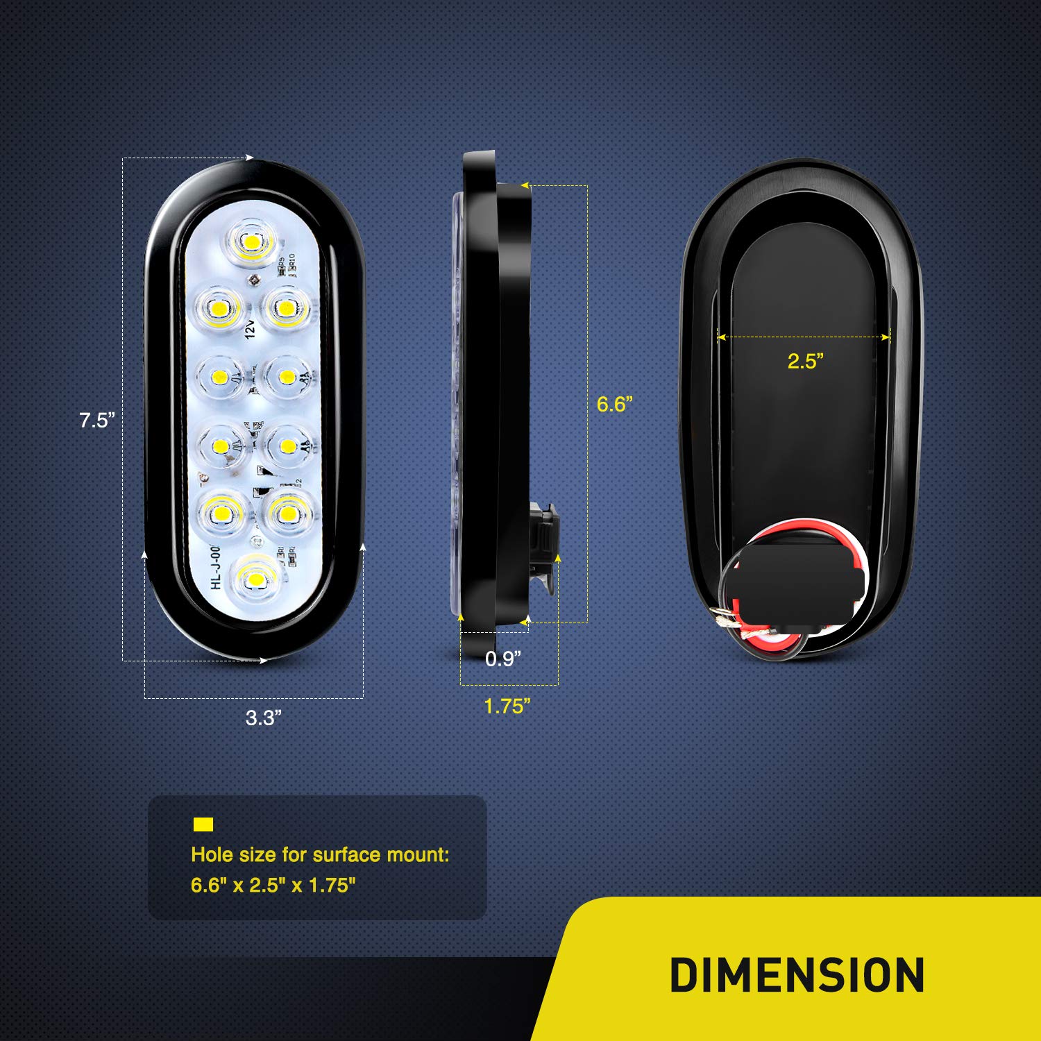 Foto 3 pulgar | Luces Traseras Para Remolque Nilight Tl-09, 15 Cm, Ovaladas, Led Blancas, 2 Unidades - Venta Internacional.