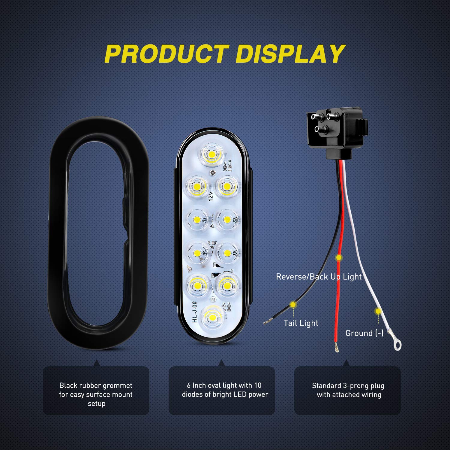 Foto 4 pulgar | Luces Traseras Para Remolque Nilight Tl-09, 15 Cm, Ovaladas, Led Blancas, 2 Unidades - Venta Internacional.