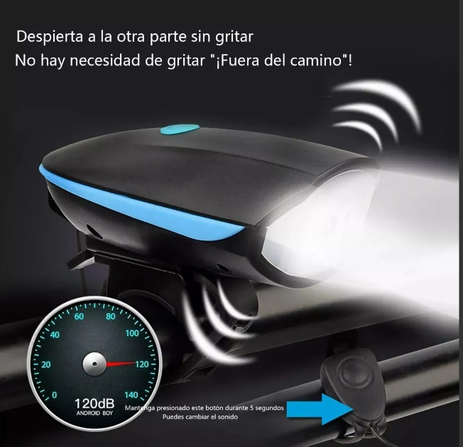Foto 4 pulgar | Xtellar Luces Led Para Bicicleta Recargables Usb Con Claxon Integrado  Resistentes Al Agua Ipx7