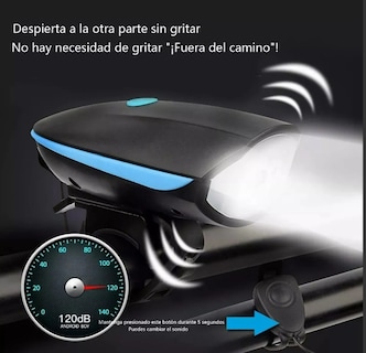 Foto 3 | Xtellar Luces Led Para Bicicleta Recargables Usb Con Claxon Integrado Resistentes Al Agua Ipx7
