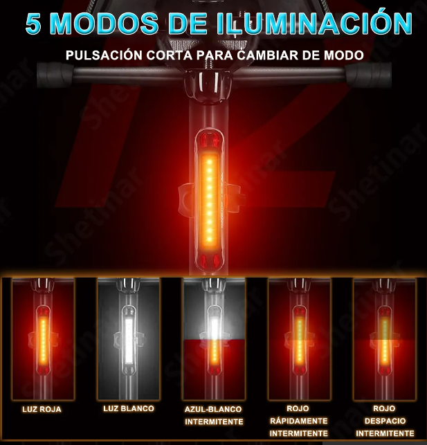 Foto 5 pulgar | Xtellar Juego De 2 Luces Led Rojo Y Blancoestroboscópicas Usb Recargables Para Bicicletas Con 5 Modos De Iluminación