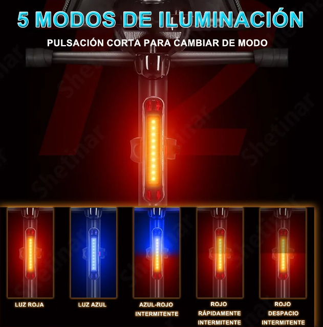 Foto 5 pulgar | Xtellar Juego De 2 Luces Rojo Y Azul Led Estroboscópicas Usb Recargables Para Bicicletas Con 5 Modos De Iluminación