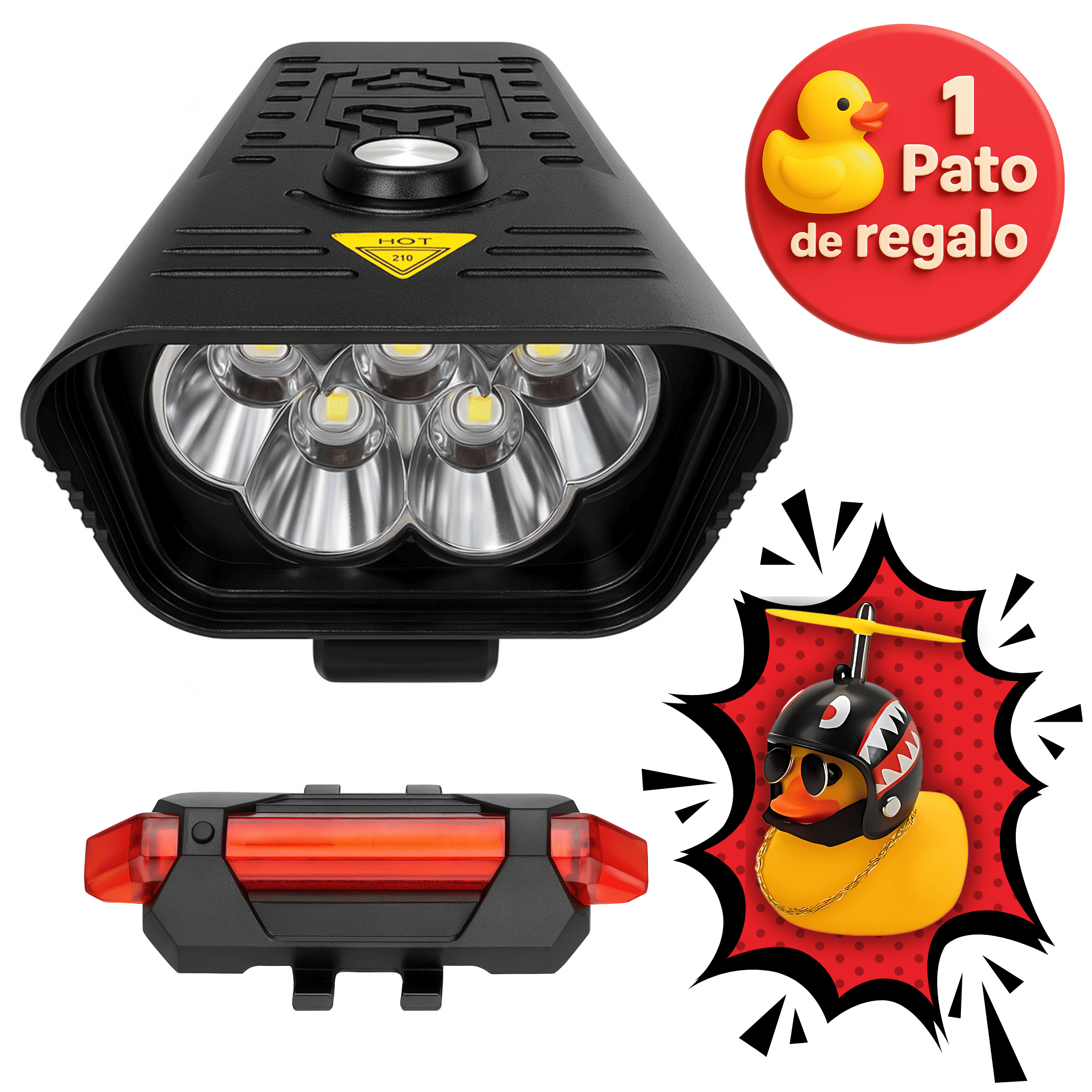 Foto 2 pulgar | Lámpara Led Recargable Bicicleta Con Luz Delantera Trasera Power Bank Y Pato Decorativo