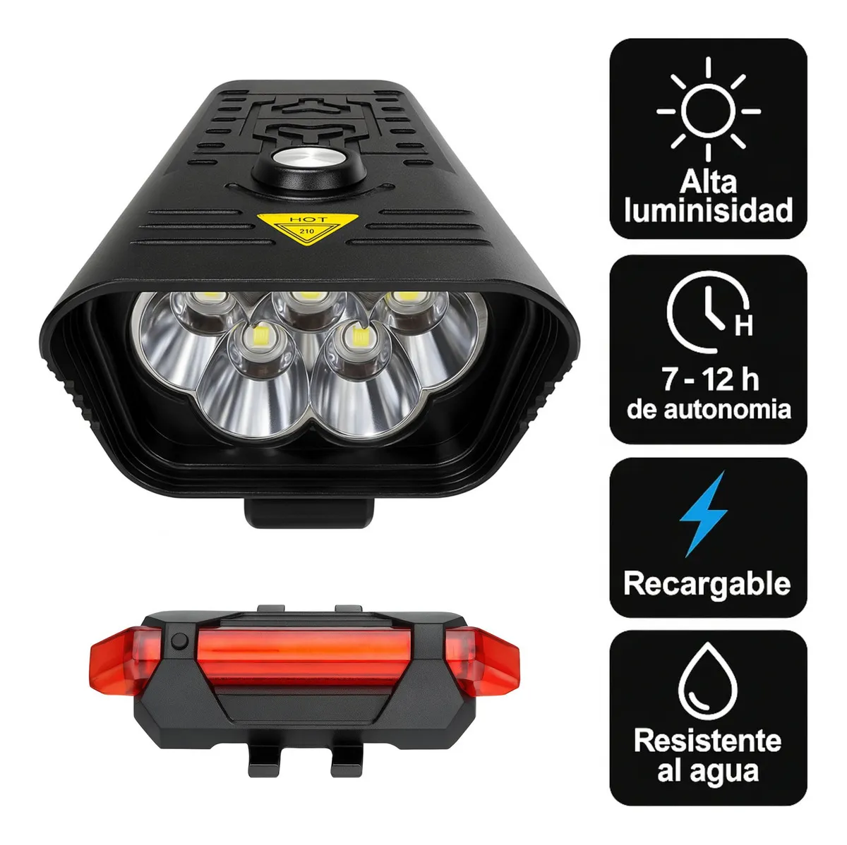 Foto 2 | Lámpara Led Recargable Bicicleta Con Luz Delantera Trasera Power Bank Y Pato Decorativo