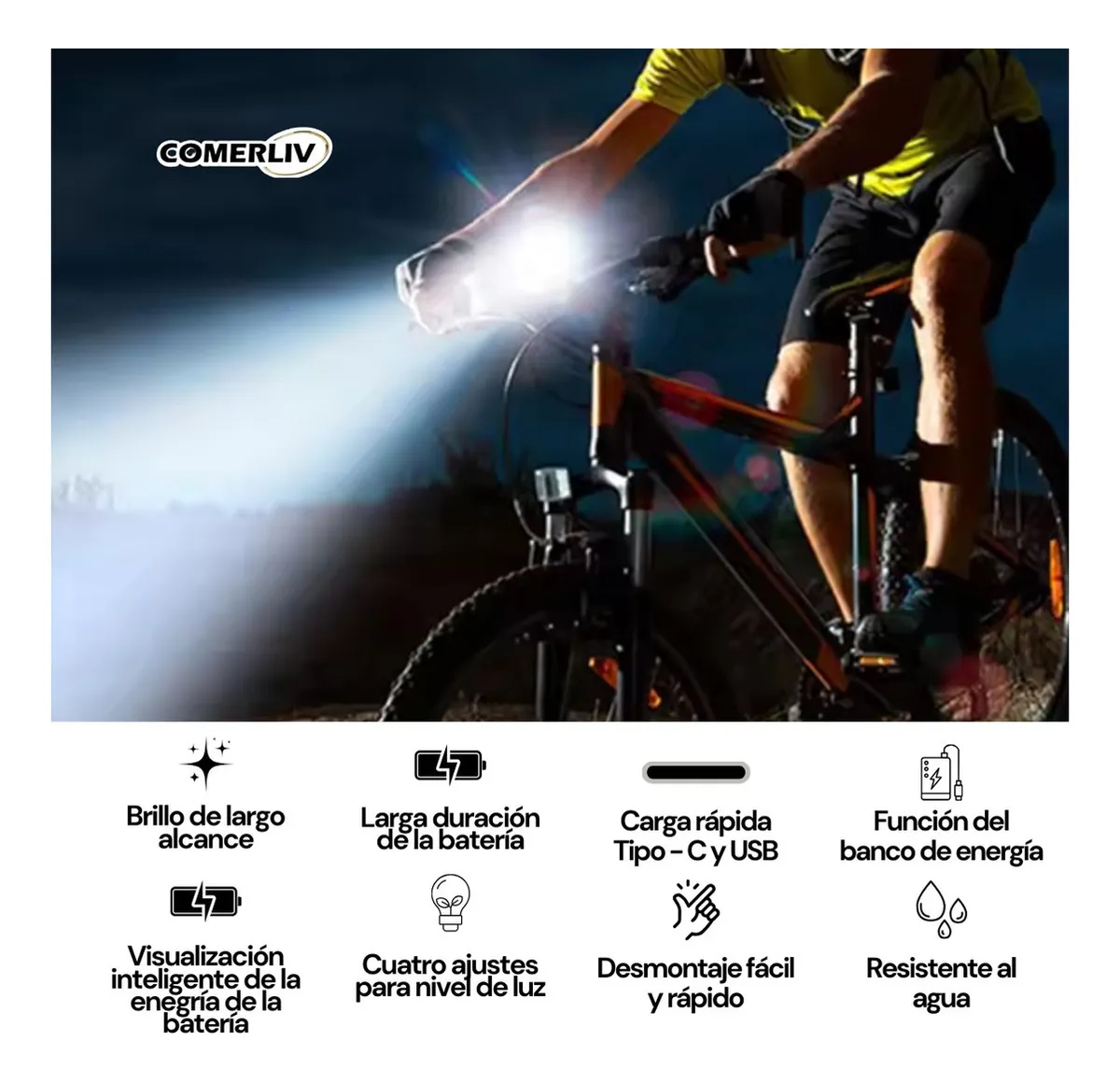 Foto 8 | Lámpara Led Recargable Bicicleta Con Luz Delantera Trasera Power Bank Y Pato Decorativo