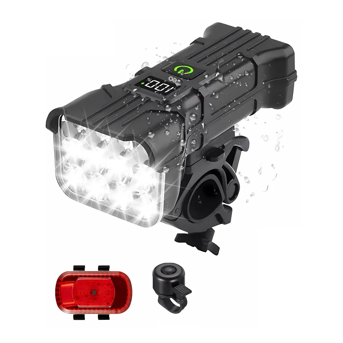 Foto 2 pulgar | Kit Luces Bici Usb Delantera + Trasera + Claxon Recargable Impermeable