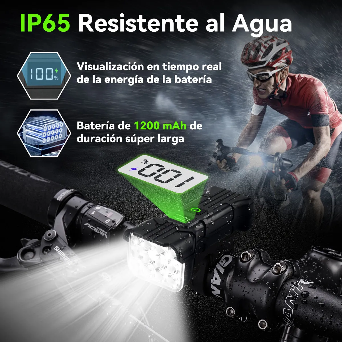 Foto 5 pulgar | Kit Luces Bici Usb Delantera + Trasera + Claxon Recargable Impermeable
