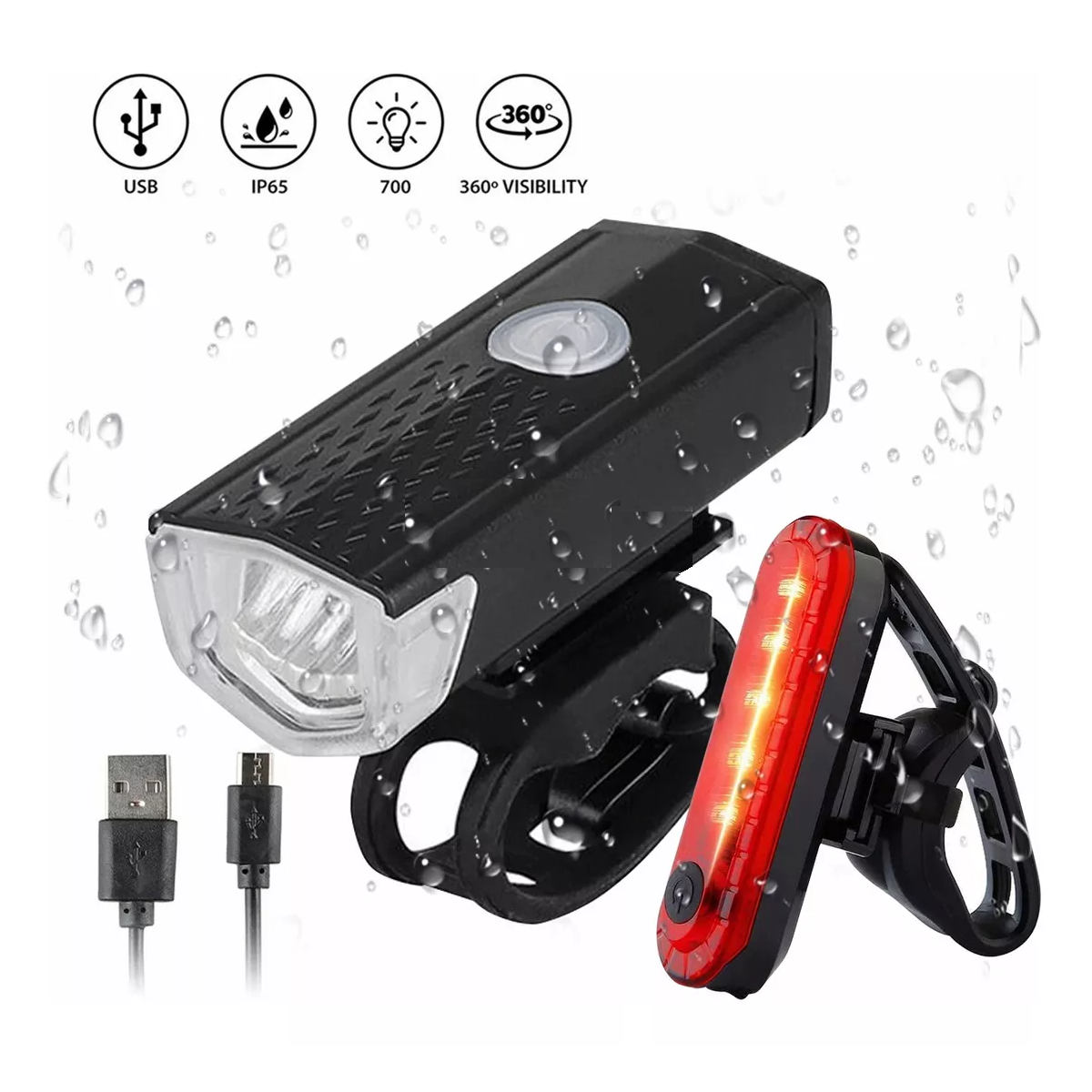 Foto 2 | Kit 6pz Luz Bicicleta Accesorios Usb Recargable Eo Safe Imports Esi-10632 Negro