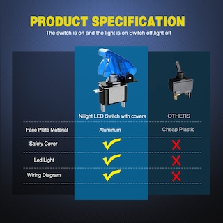Foto 5 | Interruptor De Palanca Nilight Led 12 V, Luz Azul, 20 A Spst, 5 Unidades - Venta Internacional.