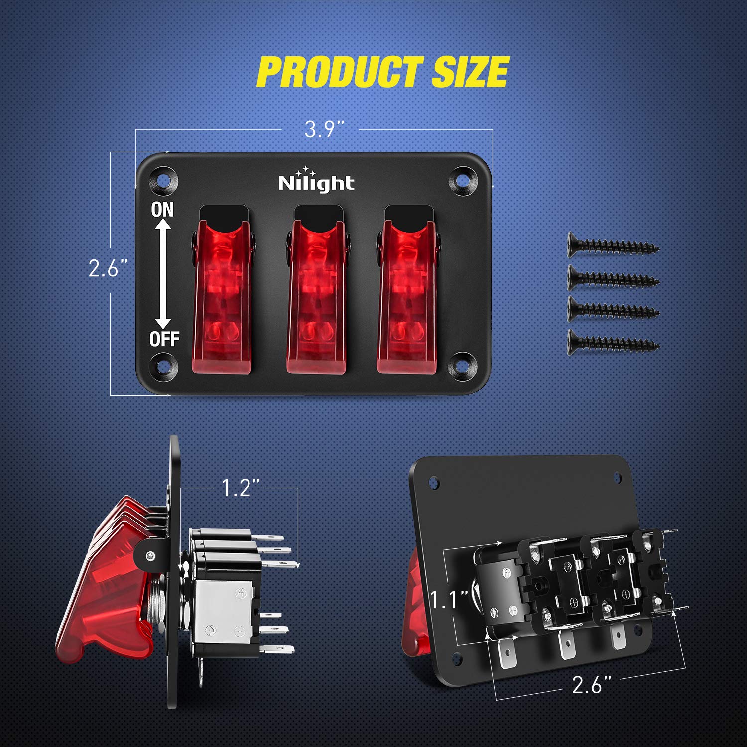 Foto 3 pulgar | Panel De Interruptores Nilight De 3 Bandas, 12 V Con Luz Led De 20 A - Venta Internacional.