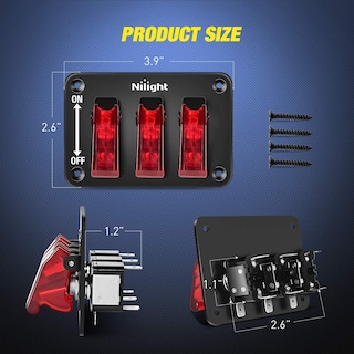 Foto 2 | Panel De Interruptores Nilight De 3 Bandas, 12 V Con Luz Led De 20 A - Venta Internacional.