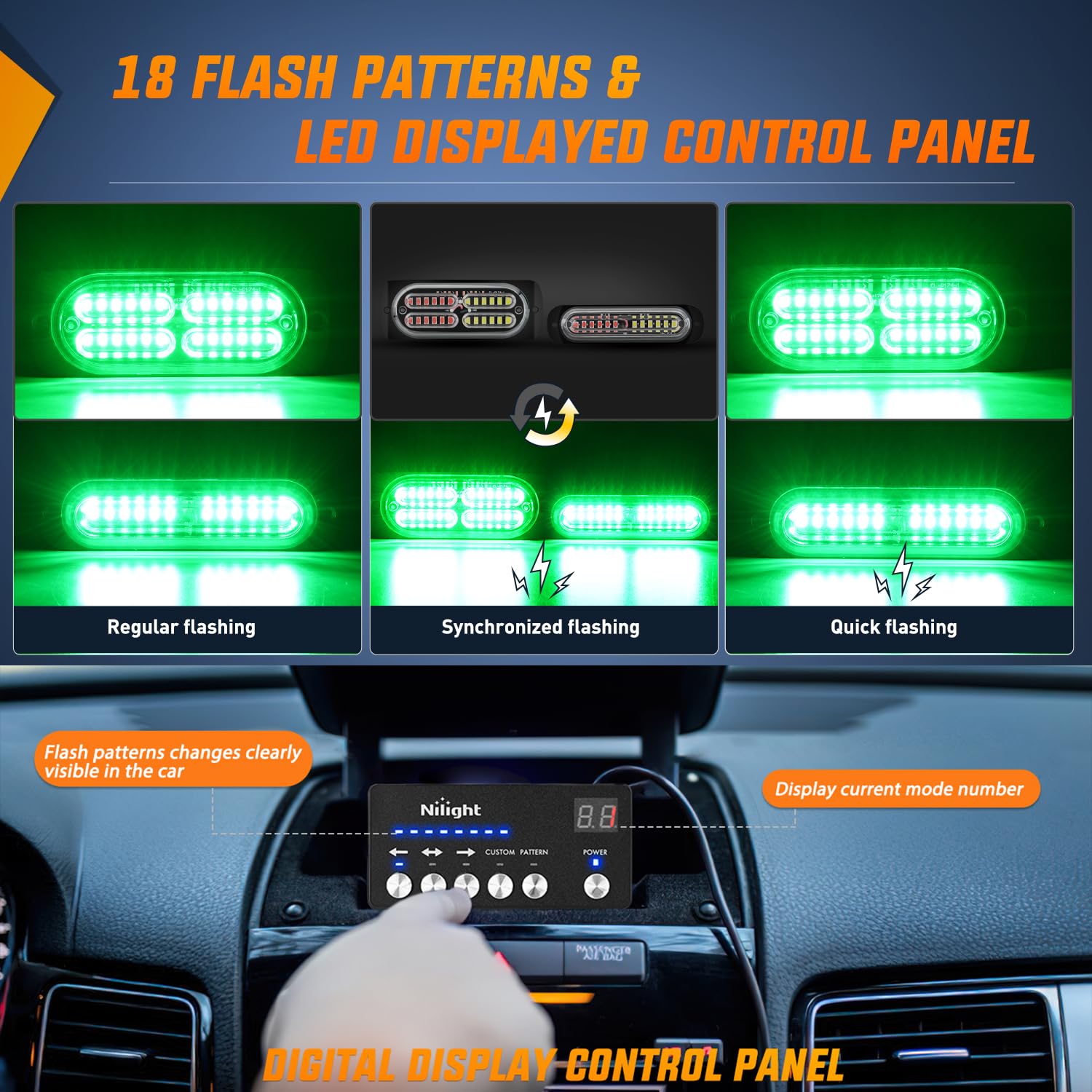 Foto 4 pulgar | Luces Estroboscópicas Nilight, 8 Unidades, Led, 12 V, 24 V, Color Verde, Para Vehículos - Venta Internacional.