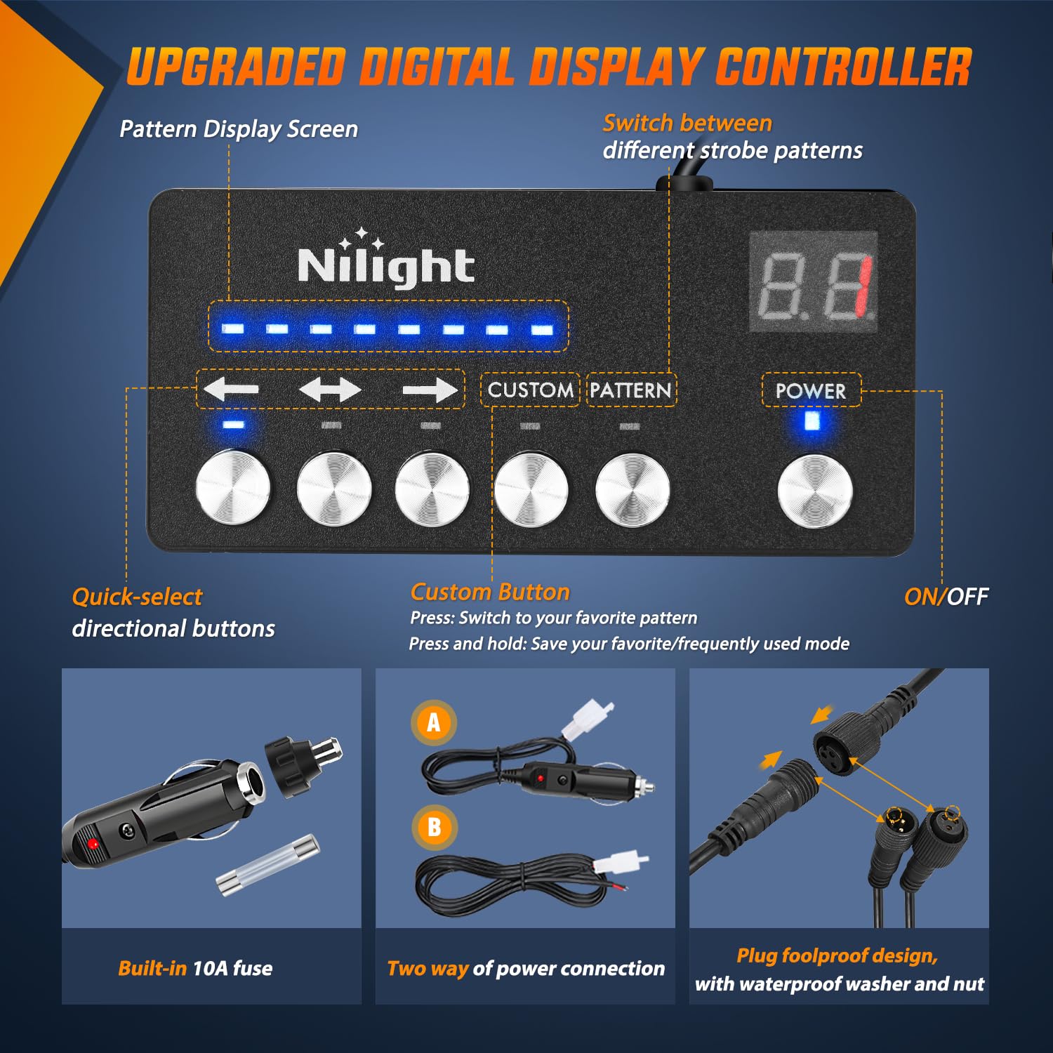 Foto 3 pulgar | Luces Estroboscópicas Nilight, 8 Unidades, Led, 12 V, 24 V, Color Ámbar, Para Vehículos - Venta Internacional.
