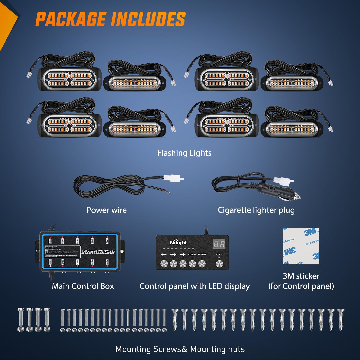 Foto 7 pulgar | Luces Estroboscópicas Nilight, 8 Unidades, Led, 12 V, 24 V, Color Ámbar, Para Vehículos - Venta Internacional.