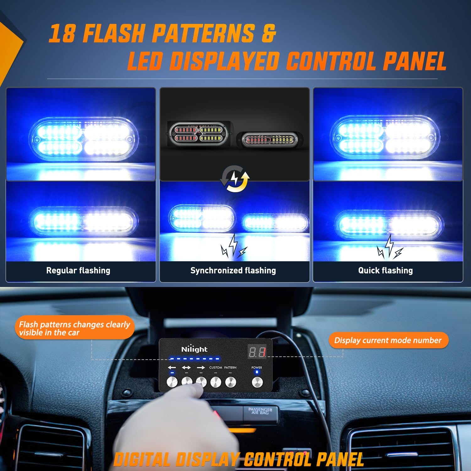 Foto 4 pulgar | Luces Estroboscópicas Nilight, 8 Unidades, Led, Azul Y Blanco, 12 V, 24 V, Para Vehículos - Venta Internacional.