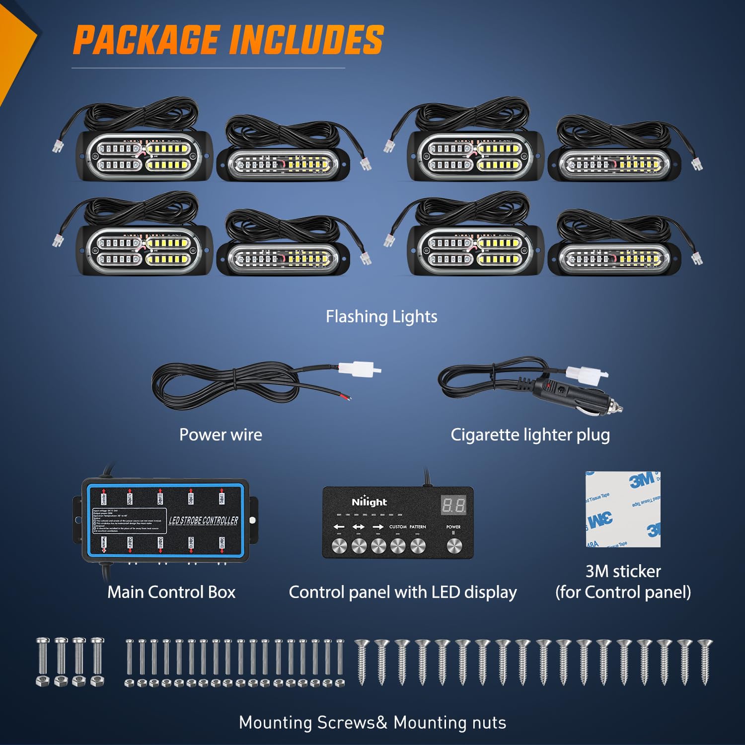Foto 7 pulgar | Luces Estroboscópicas Nilight, 8 Unidades, Led, Azul Y Blanco, 12 V, 24 V, Para Vehículos - Venta Internacional.