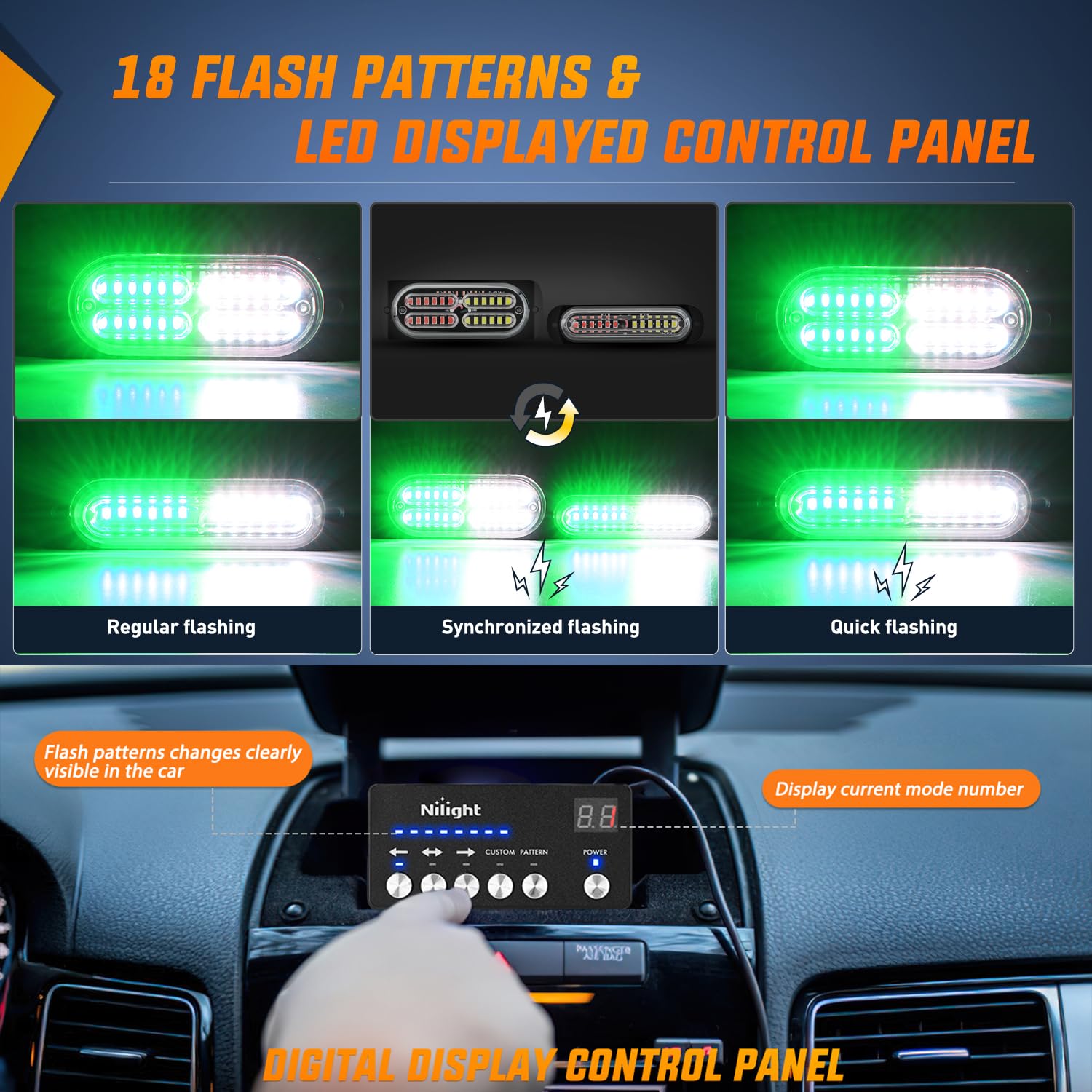 Foto 4 pulgar | Luces Estroboscópicas Nilight, 8 Unidades, Led, 12 V, 24 V, Verde Y Blanco, Para Vehículos - Venta Internacional.