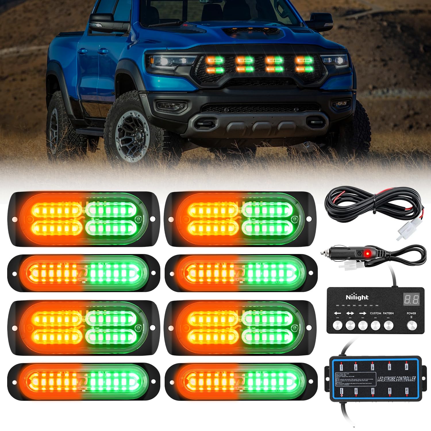 Foto 2 pulgar | Luces Estroboscópicas Nilight, 8 Unidades, Led, 12 V, 24 V, Para Vehículos, Coches Y Camiones - Venta Internacional.