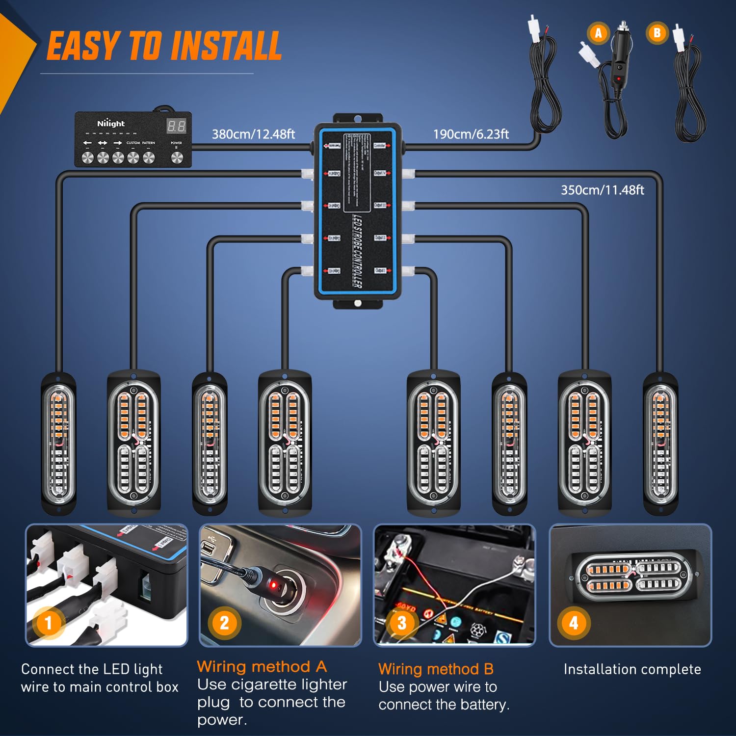 Foto 5 pulgar | Luces Estroboscópicas Nilight, 8 Unidades, Led, 12 V, 24 V, Para Vehículos, Coches Y Camiones - Venta Internacional.