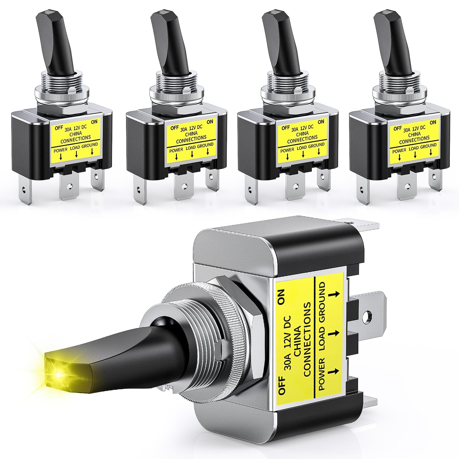 Foto 1 | Interruptor De Palanca Nilight, 5 Unidades, Encendido/apagado, 12 V, 30 A, Con Led Amarillo - Venta Internacional.
