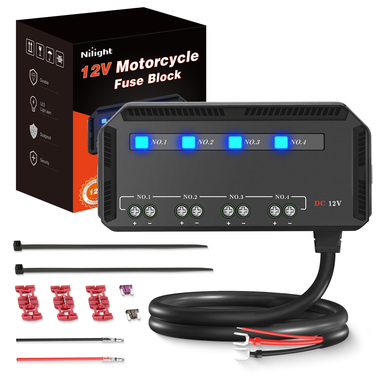 Foto 2 pulgar | Caja De Fusibles Nilight, 12 V, 20 A, Con Indicador Led, 4 Circuitos, Motocicleta - Venta Internacional.
