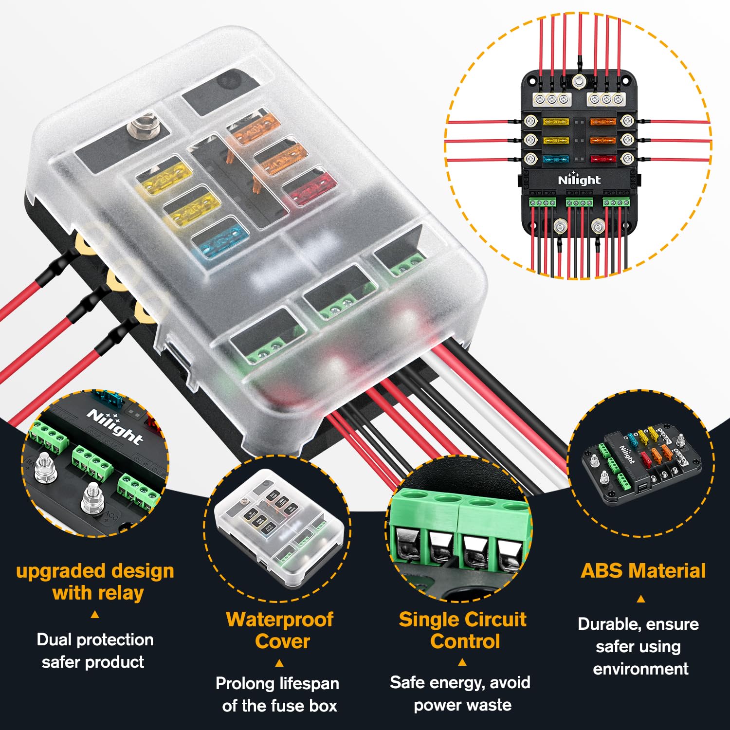 Foto 6 pulgar | Bloque De Fusibles Y Relés Nilight De 6 Vías Con Control De Corriente, 12 V, Resistente Al Agua - Venta Internacional.