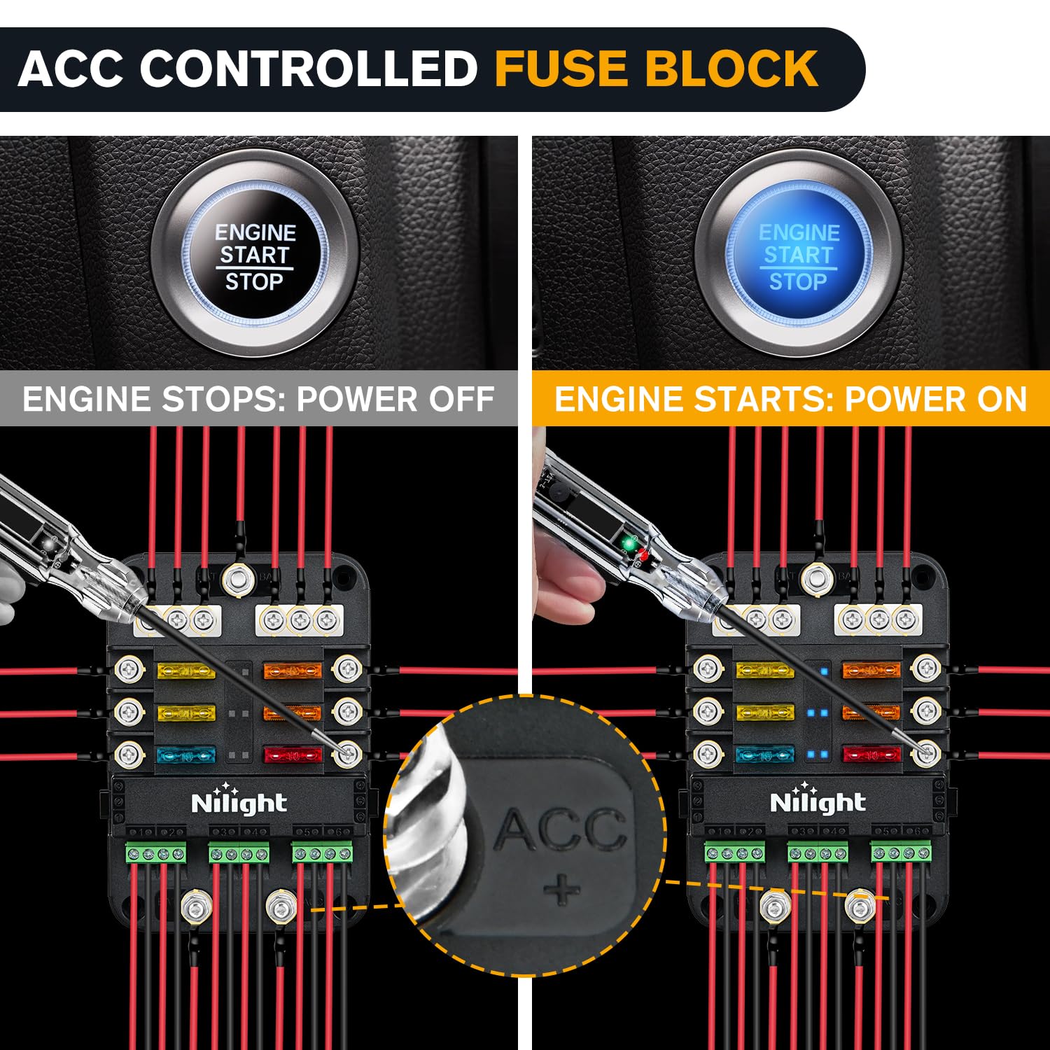 Foto 7 pulgar | Bloque De Fusibles Y Relés Nilight De 6 Vías Con Control De Corriente, 12 V, Resistente Al Agua - Venta Internacional.