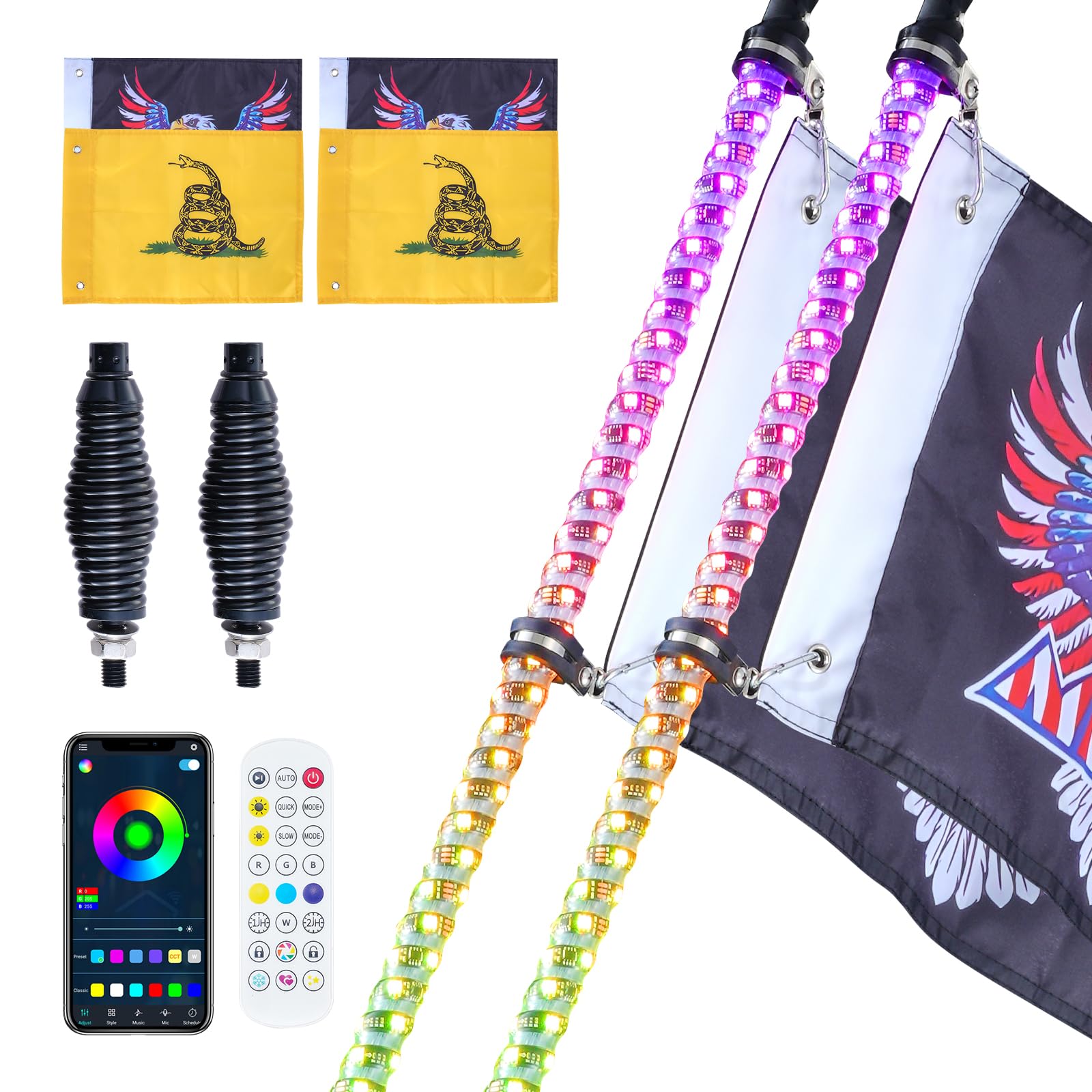 Foto 2 pulgar | Whip Light Vevor De 4 Pies Con Base De Resorte, Rgb Chasing Para Utv - Venta Internacional.