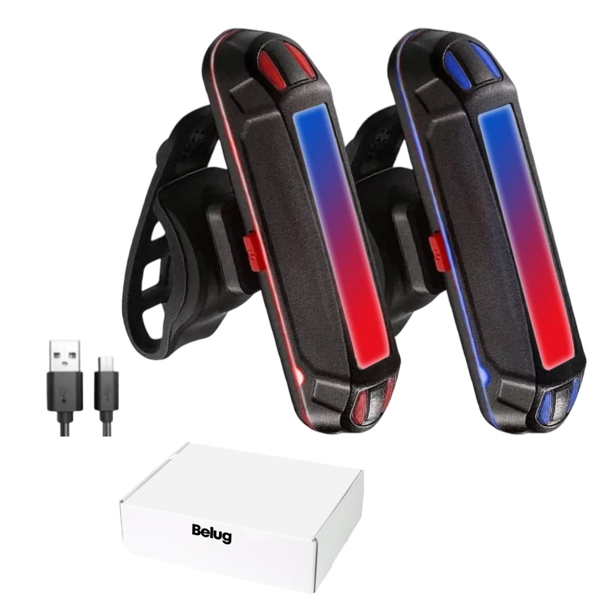 Foto 2 pulgar | 2pz Luces Usb Belug Recargable Led Estrobo Para Bicicleta 5 Modos Negro