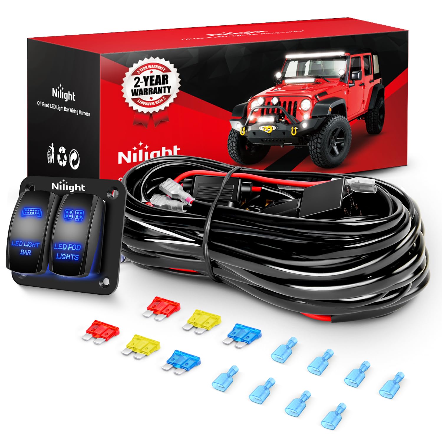 Foto 2 pulgar | Kit De Arnés De Cableado Nilight, Barra De Luz Led, 12 V, Interruptor De 2 Bandas - Venta Internacional.