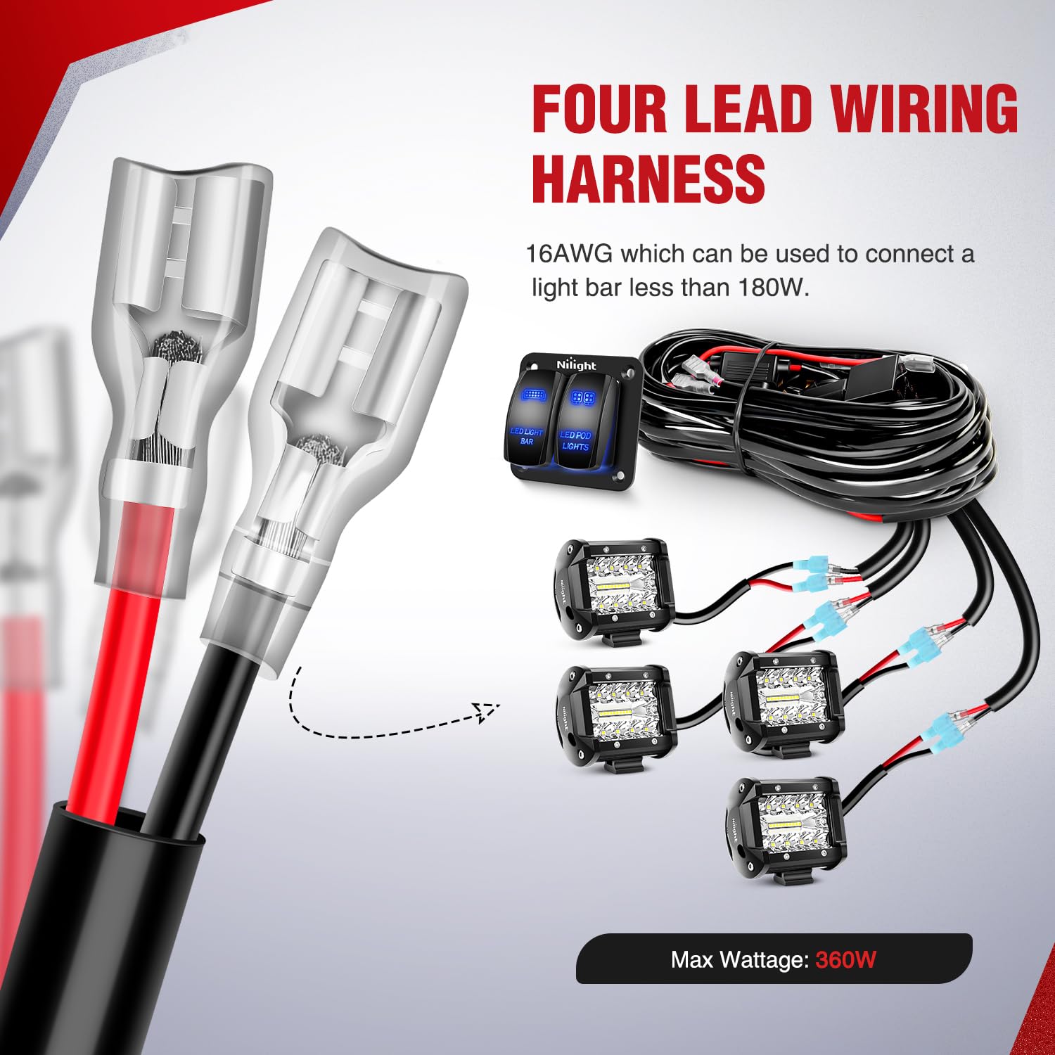 Foto 3 pulgar | Kit De Arnés De Cableado Nilight, Barra De Luz Led, 12 V, Interruptor De 2 Bandas - Venta Internacional.