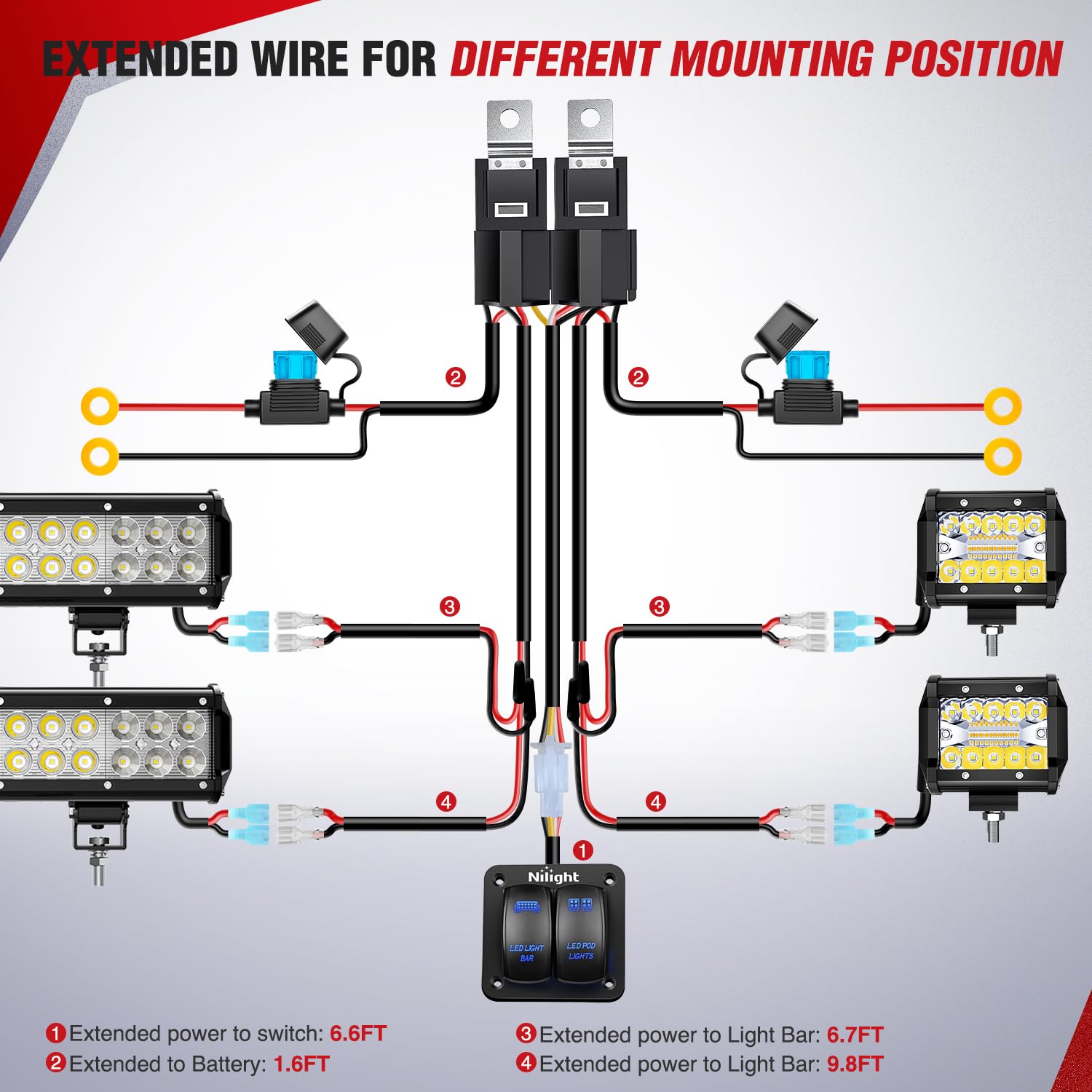 Foto 4 pulgar | Kit De Arnés De Cableado Nilight, Barra De Luz Led, 12 V, Interruptor De 2 Bandas - Venta Internacional.