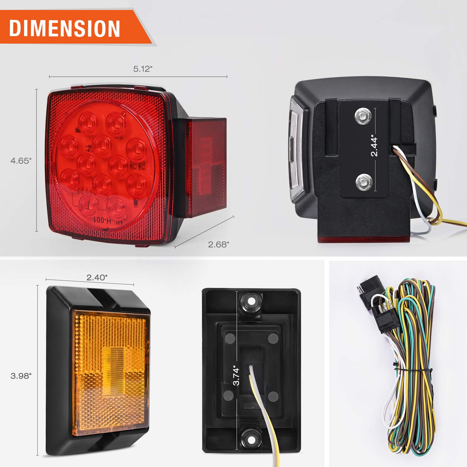 Foto 3 pulgar | Kit De Luces Led Sumergibles Nilight Square Ip68 12 V Para Remolque - Venta Internacional.