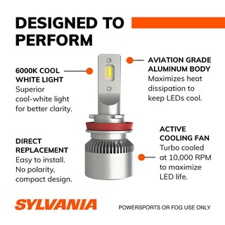 Foto 7 | Bombillas Led Powersport Para Faros Delanteros Sylvania H11 6000 K, Paquete De 2 - Venta Internacional.