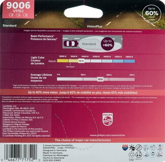 Foto 2 | Bombilla Para Faros Delanteros Philips 9006 Visionplus Upgrade, 2 Unidades - Venta Internacional.