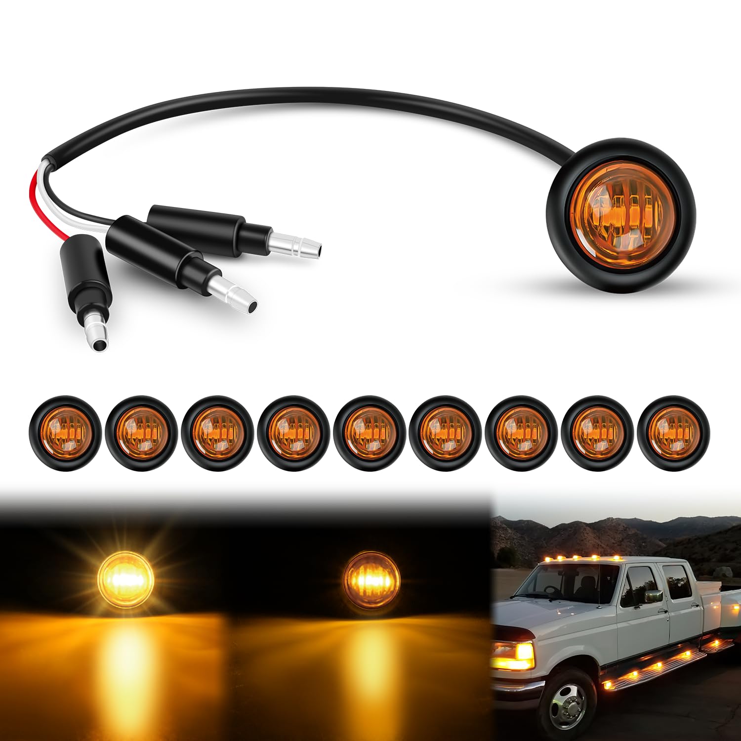 Luz Indicadora Redonda Nilight De 3/4 Pulgadas, 10 Unidades, Led Ámbar Ip68 - Venta Internacional. $685